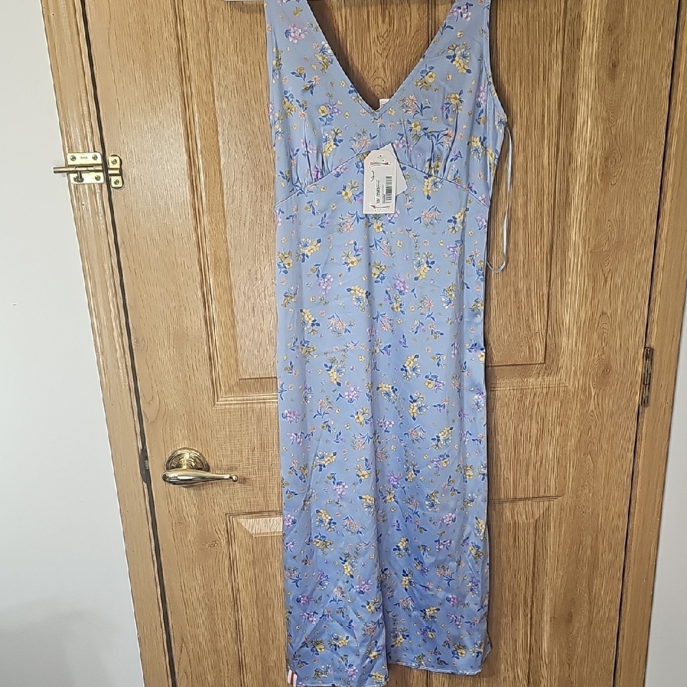 Blue Floral Sleeveless Dress